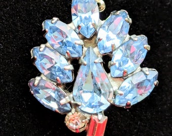 Vintage Blaue Strass Brosche