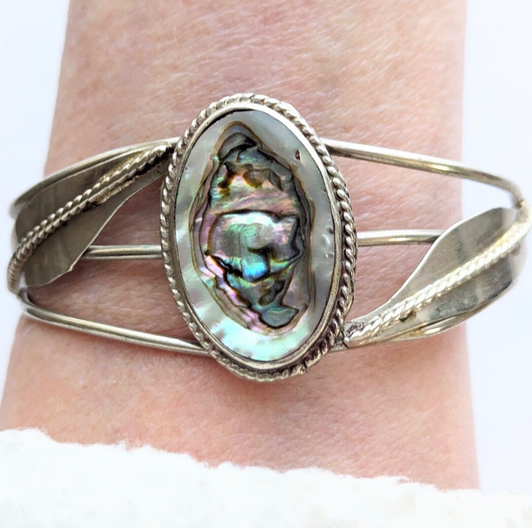 Shell Cuff Vintage Abalone Shell Cuff Bracelet Marked Mexico 6” - Etsy
