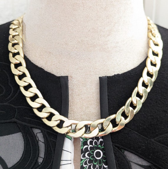Vintage Chunky Heavy Curb Chain Necklace 22” - image 2