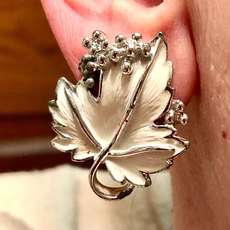 Vintage Leaf Clip on Earrings Signed Sarah Coventry Etsy