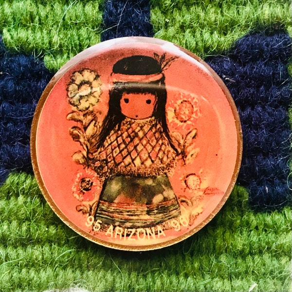Vintage Ted Degrazia Native American Child Lapel Tie Brooch Pin