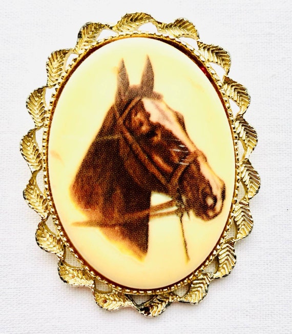 Vintage Horse Brooch Pin Pendant Necklace Signed … - image 1