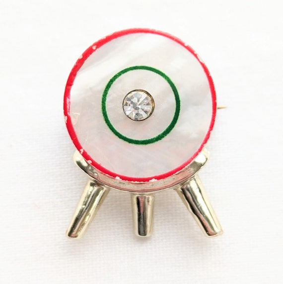 Vintage Archery Target MOP Brooch Tie Pin