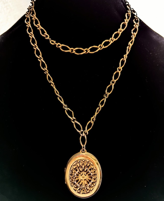 Antique Napier Locket Pendant Necklace Gold Filled