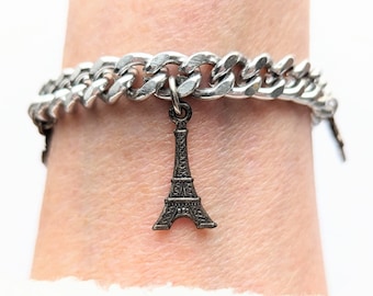 Vintage Paris France Charm Bracelet Travel Trip Souvenir 7.5"