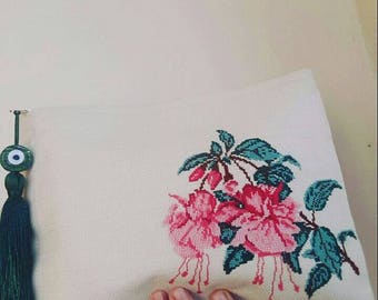 handmade clutch, purse, cross stitch clutch, embroidery bags, cross stitch, embroidery, accessories