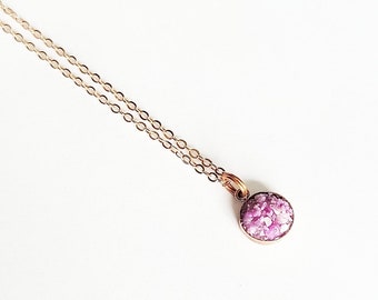 Raw Dainty Gemstone Necklace | Rose Gold Necklace | Sugilite Gemstone | Pink Jewelry | Valentine's Day Necklace | EVB