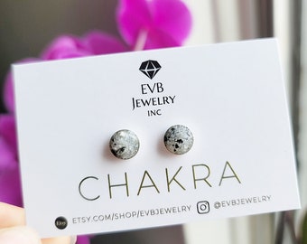 Raw Dainty Gemstone Earrings | Sterling Silver Stud Earrings | White Labradorite Earrings | Birthstone Jewelry | Zodiac Earrings | EVB