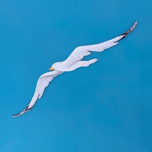 Wood Carved and Hand Painted Seagull in Flight, White Bird Wall Art. Coastal Nautical & Seaside Home Decor. Beach and Nature Inspired Gift