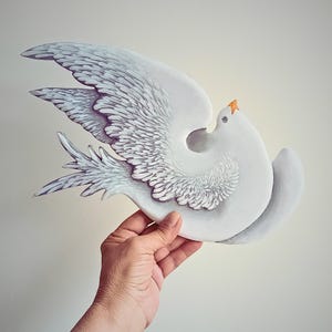 Hand Painted Wooden Dove of Peace Wall Decor, Christian Wall Art, White Holy Spirit Bird, Spiritual Mourning Offering, Religious Home Accent