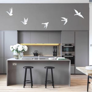 Set of 5 Large Wooden Doves - Hand Painted Bird Wall Art - White Pigeon Wall Decor - Religious Christian Gift - Peace Symbol Home Sculpture