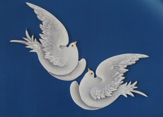 2 duiven Vredesduif Wall Decor Flying Bird - Etsy Nederland