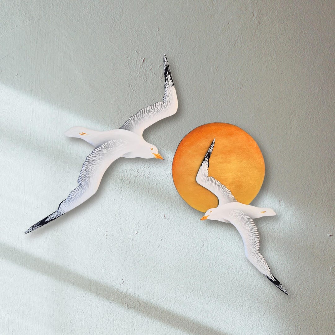 Sunset Seagull Wall Art Coastal Decor Beach House Decor Nautical Ocean ...