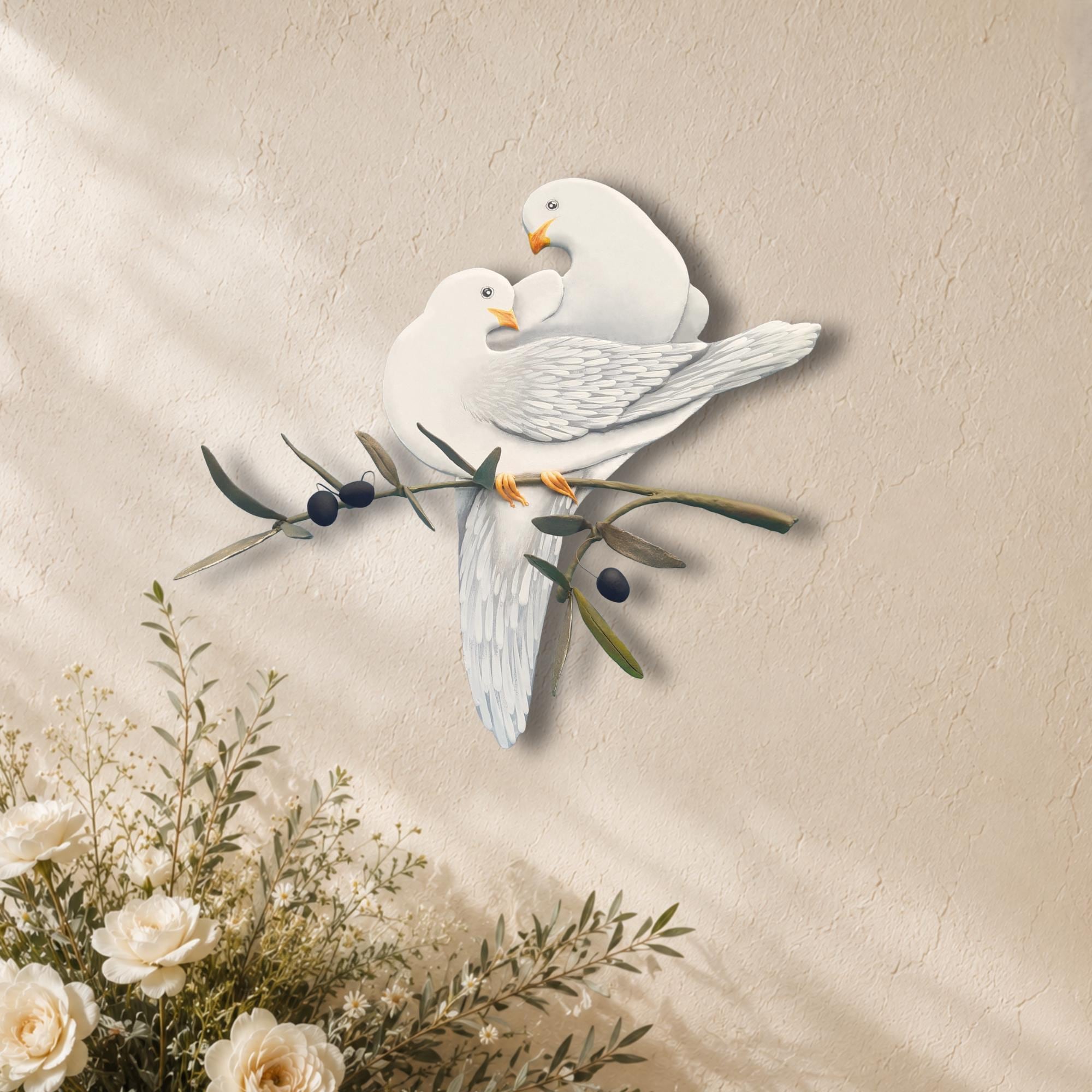Personalized Wedding Gift, Hand Carved Wooden Doves on Ceramic