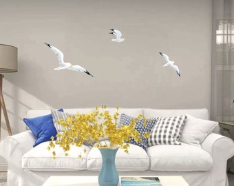 Set Decorazione Murale In Legno IMUSINICE – 3 Gabbiani In Volo, Stile Costiero Per Camera Da Letto E Bagno