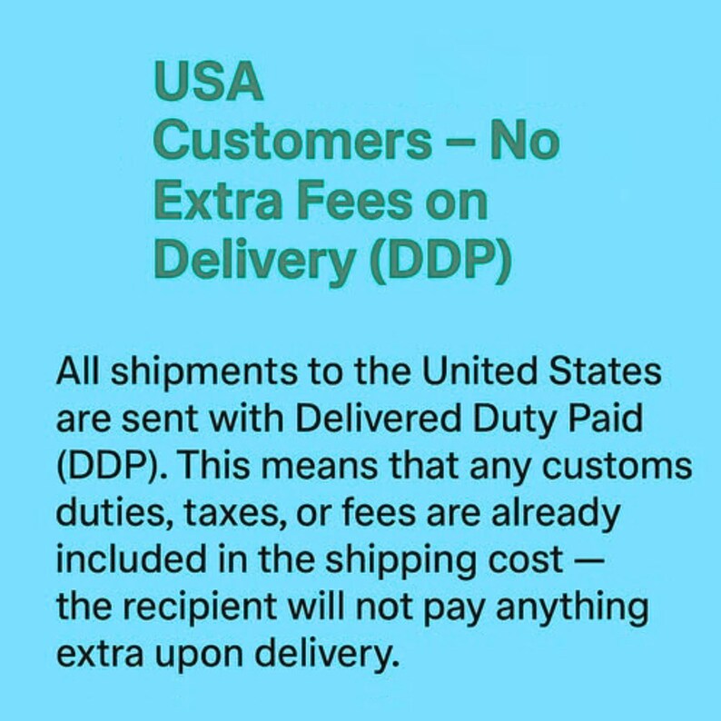 Notice to US buyers, stating that any customs duties, fees, and taxes are already included in the shipping cost.