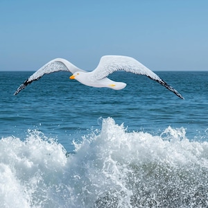 Handmade Wooden Flying Seagull Wall Decor: Coastal Beach Art
