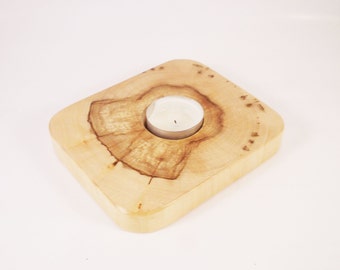 Vela única hecha a mano de madera candelabro - Portavelas-