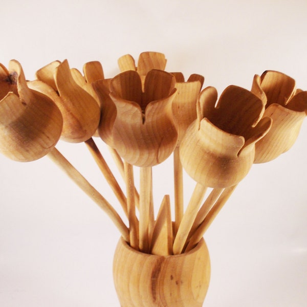 Wooden flowers, Decorative wood flowers,  Turned Wood tulips