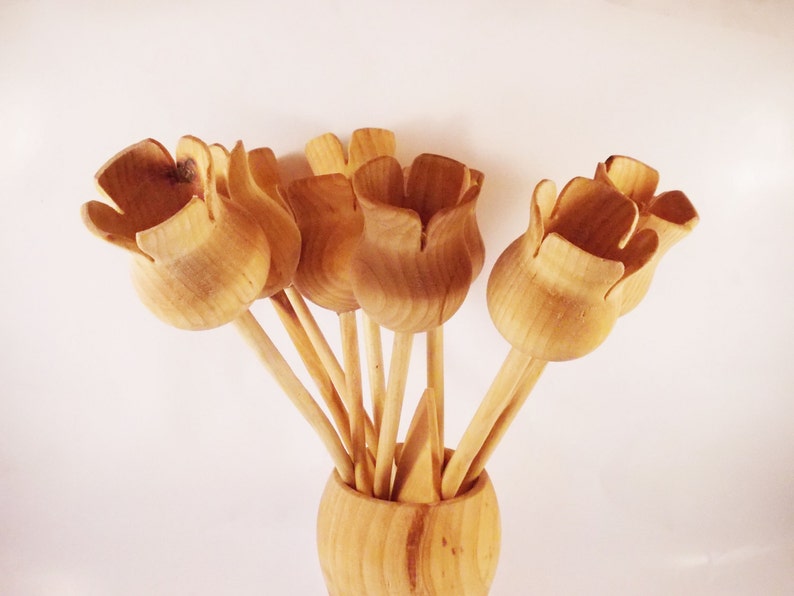 Wooden flowers Decorative wood flowers Turned Wood tulips Etsy