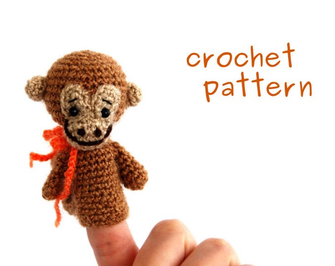Monkey Crochet Pattern, Animal Finger Puppet, Digital Description, PDF ...