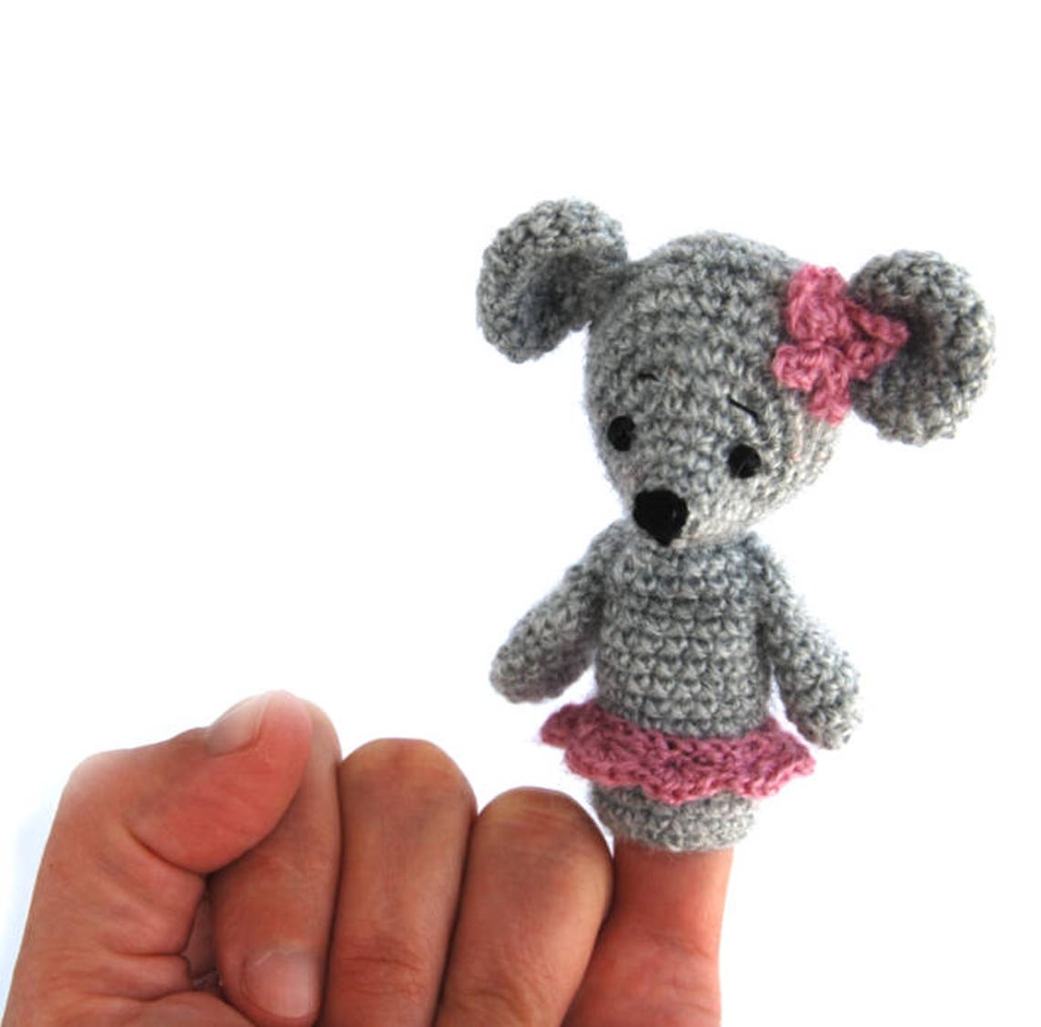 Mouse Finger Puppet Pattern, Crochet Mouse Puppet, Amigurumi Mouse