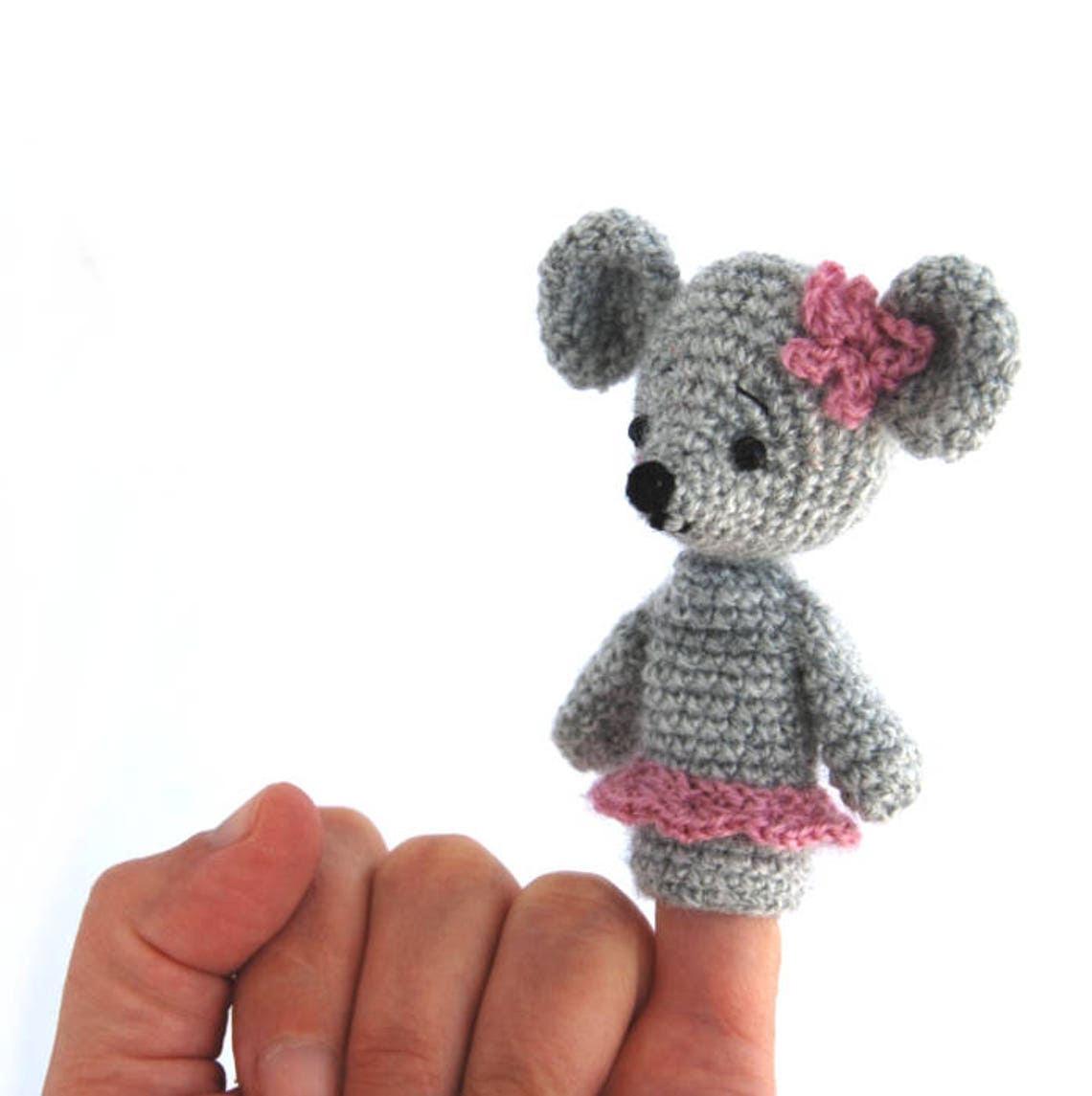Mouse Finger Puppet Pattern, Crochet Mouse Puppet, Amigurumi Mouse