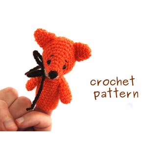 fox pattern, vulpine finger puppet tutorial, downloadable pdf file, crochet fox pattern, amigurumi fox puppet, how to make a puppet