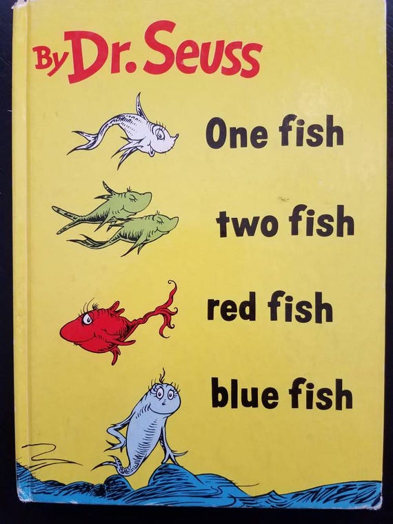 One Fish Two Fish Red Fish Blue Fish Dr Seuss Vintage 1960 Etsy