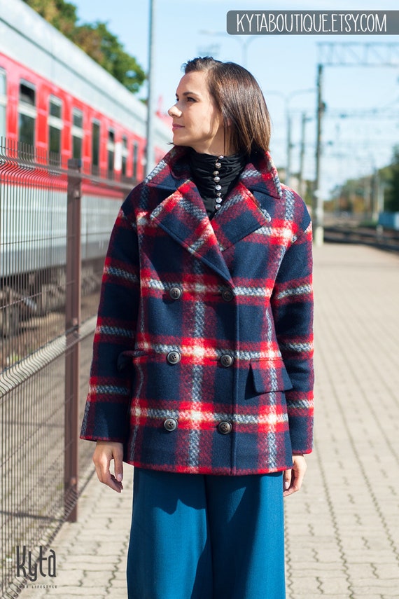 Plus Size Wool Coat for Women, Plaid Coat for Fall and Winter, Cropped  Oversized Coat With Long Sleeves, Bohemian Warm Women Coat -  Canada