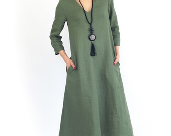 Long Linen Dress - Etsy UK