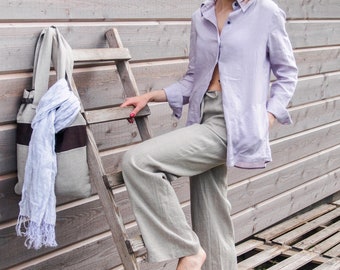 Linen trousers MADE TO MEASURE Linen pants women Baggy pants Linen clothing for summer
