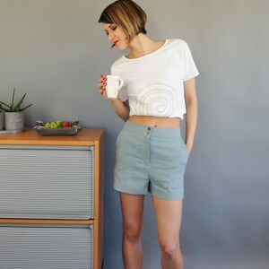Fitted linen pants for women, High waisted shorts for summer, Short womens shorts, Vacation MUST HAVE, 25 COLORS image 2