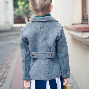 Wool warm jacket for girls Toddler winter jacket Fall jacket Military jacket Wool coat Bild 5