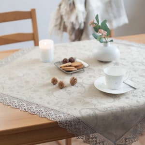 Linen Table Cloth, Christmas Gifts for Parents, Holiday Tablecloth, Small Table Cloth