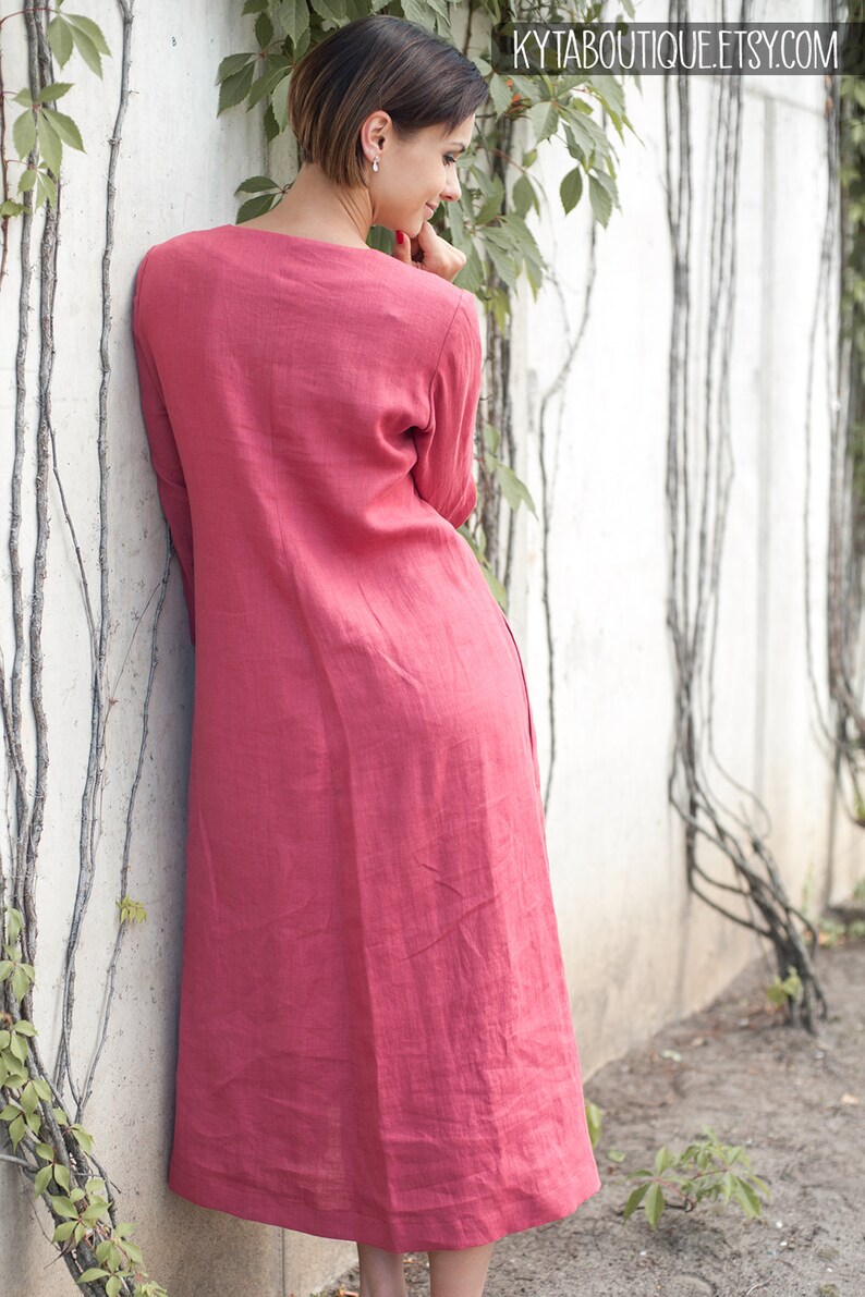 Linen kaftan Romantic dress Linen dresses for women Linen maxi | Etsy