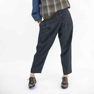 Wool harem women pants, Stylish drop crotch harem pants, Wide leg pants for fall and winter, Women yoga baggy pants, Wool blend casual pants