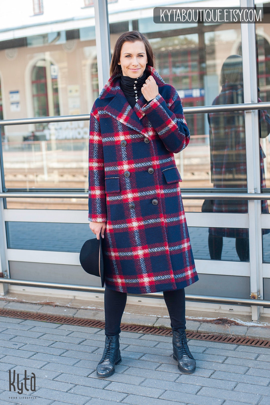 Vintage Style Wool Plaid Coat Plus Size Long Wool Coat for Etsy