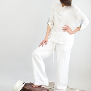Linen Pants Women, Maxi Pants, Beach Pants, 20+ COLORS, White Linen ...