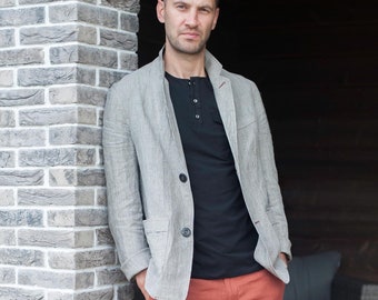 STRIPED Linen jacket for men, 25 COLORS, Linen men cardigan for everyday, Striped mens jacket, Summer jacket linen clothes for men