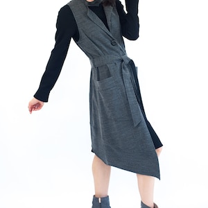 Womens sleeveless vest with belt, Womens trench jacket, Sleeveless jacket cardigan, Womens trench for summer and spring, Wool vest jacket