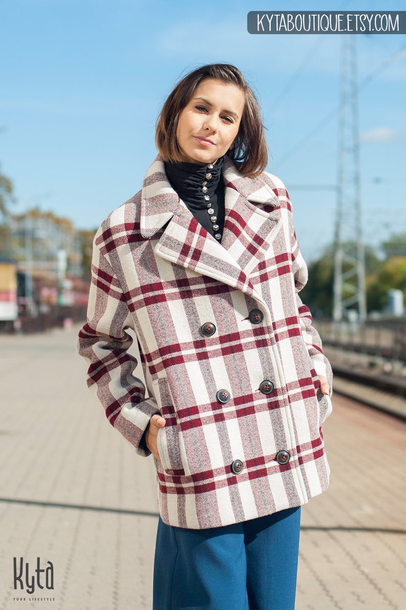 Wool Autumn Coat Plaid Coat Short Coat Women Plaid Jacket - Etsy
