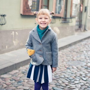 Wool warm jacket for girls Toddler winter jacket Fall jacket Military jacket Wool coat immagine 2