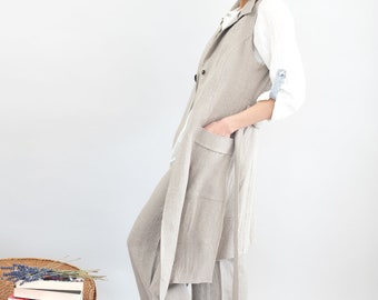 Sleeveless linen jacket MADE TO MEASURE Women linen jacket for summer Plus size linen clothing