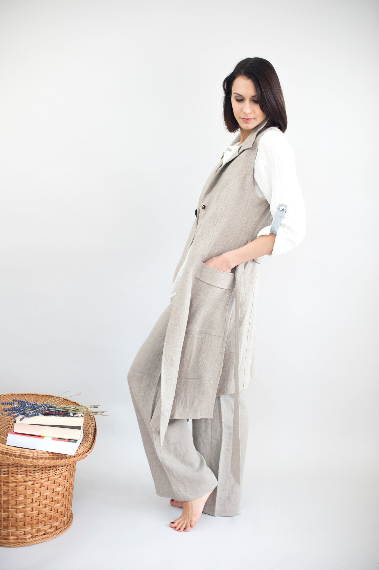 Sleeveless Linen Jacket MADE TO MEASURE 