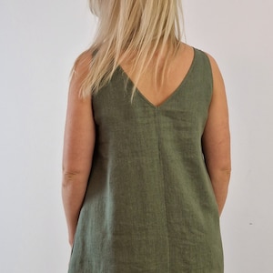 V neck Linen Kaftan Dress, Womens Linen Dress, Sleeveless Linen Maxi Dress, Loose Oversized Linen Dress, Plus size dress for summer