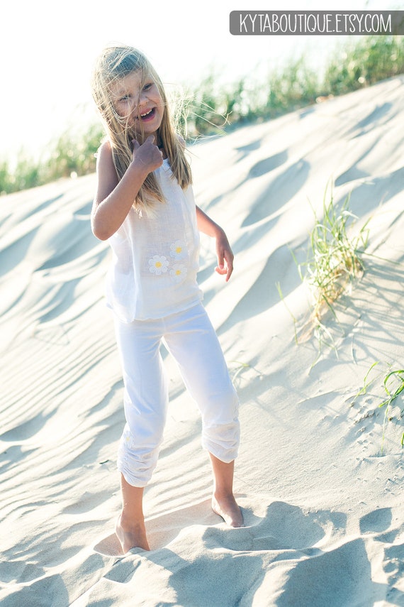 Linen Pants Set for Girls Linen Summer Pants Cropped Linen Pants