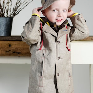 Natural linen and waterproof raincoat for boys, Organic linen fabric, Boys raincoat, SIZES 1T - 8T, Organic linen clothes, Toddler rain coat