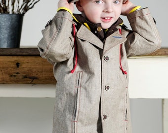 Natural linen and waterproof raincoat for boys, Organic linen fabric, Boys raincoat, SIZES 1T - 8T, Organic linen clothes, Toddler rain coat