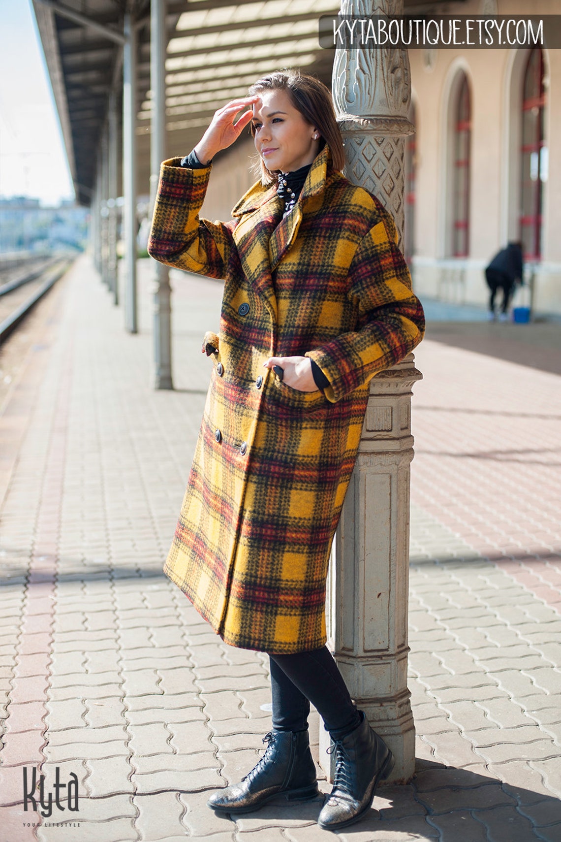Womens Plaid Wool Coat for Fall Vintage Style Plaid Coat - Etsy